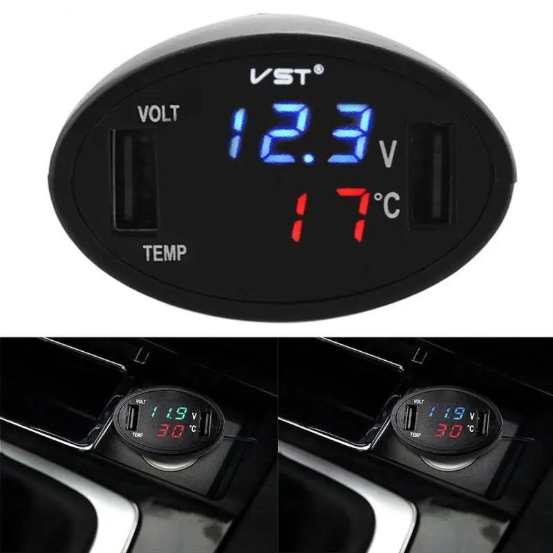 Автомобильное зарядное устройство с двумя usb портами 12 В/24 В 3 в 1 вольтметром и
