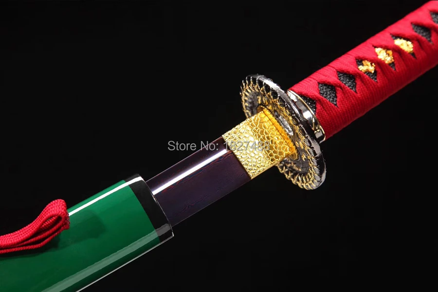 Handmade Japanese Samurai Dao Sword Katana Full Tang Blue Damascus Steel Blade Sharp Asia Knife Saber