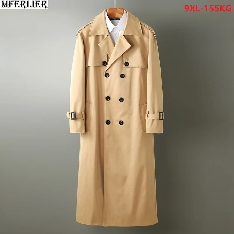 

high quality winter Korea style long trench men england style trench jackets plus size 5XL 6XL 7XL 8XL 9XL mans coat 140KG 150KG