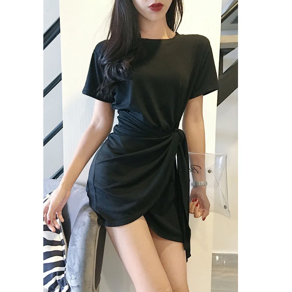 Jaycosin Romance Elegant Mini Dresses Women 2020 Summer O Neck Solid Ladies Street Beach Leisure Vacation Short Dresses Mujer227