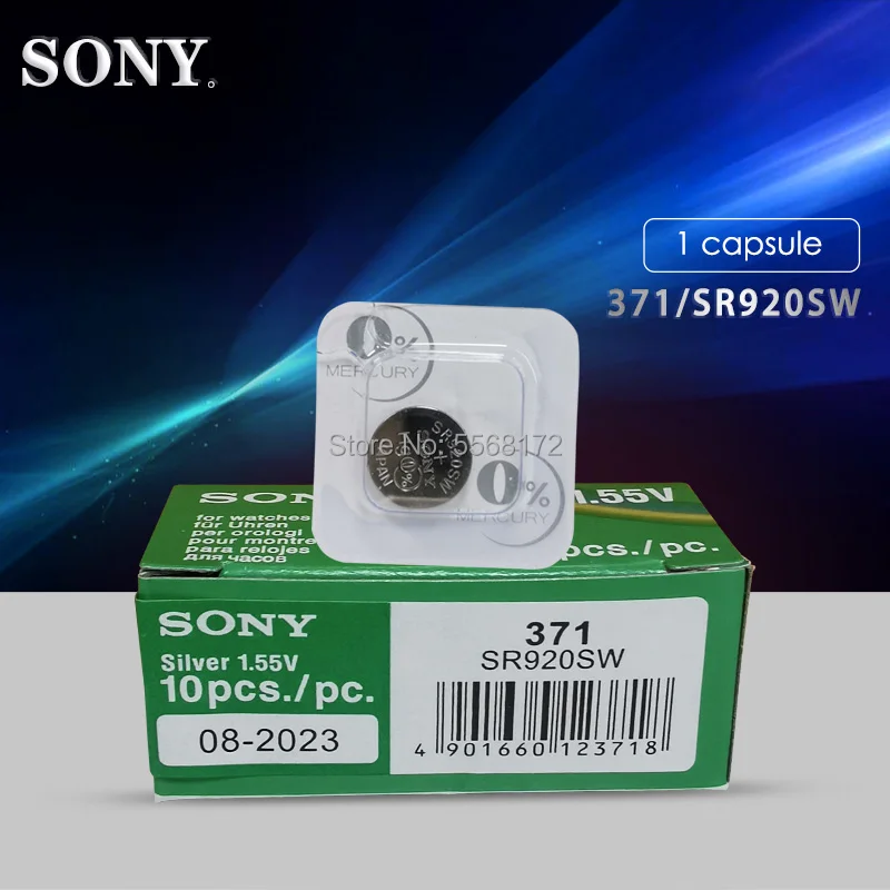 1 шт. для Sony 371 SR920SW 920 LR920 AG6 LR69 171 55 V Серебряная оксидная батарея часов с одной