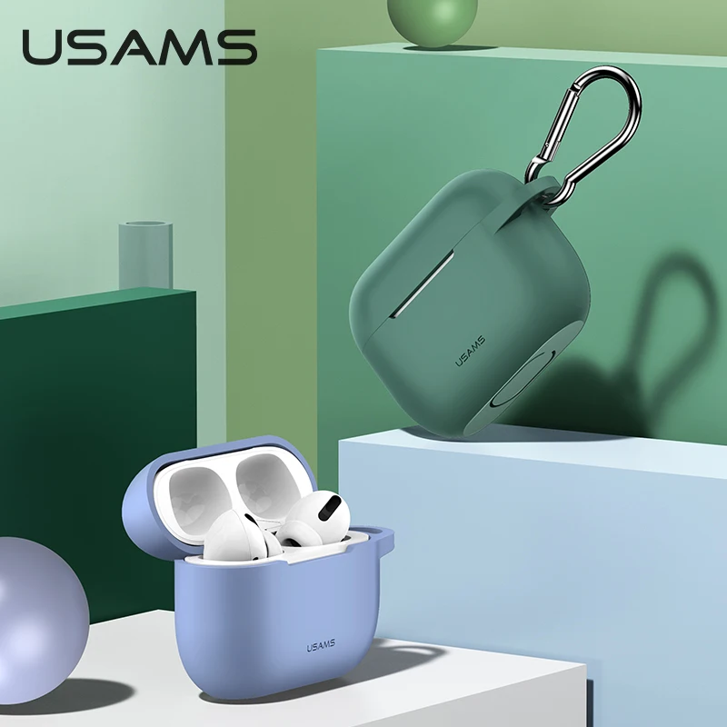 USAMS чехол для наушников для Airpods Pro, чехол для наушников, высокое качество, мягкий силиконовый простой защитный чехол с крючком