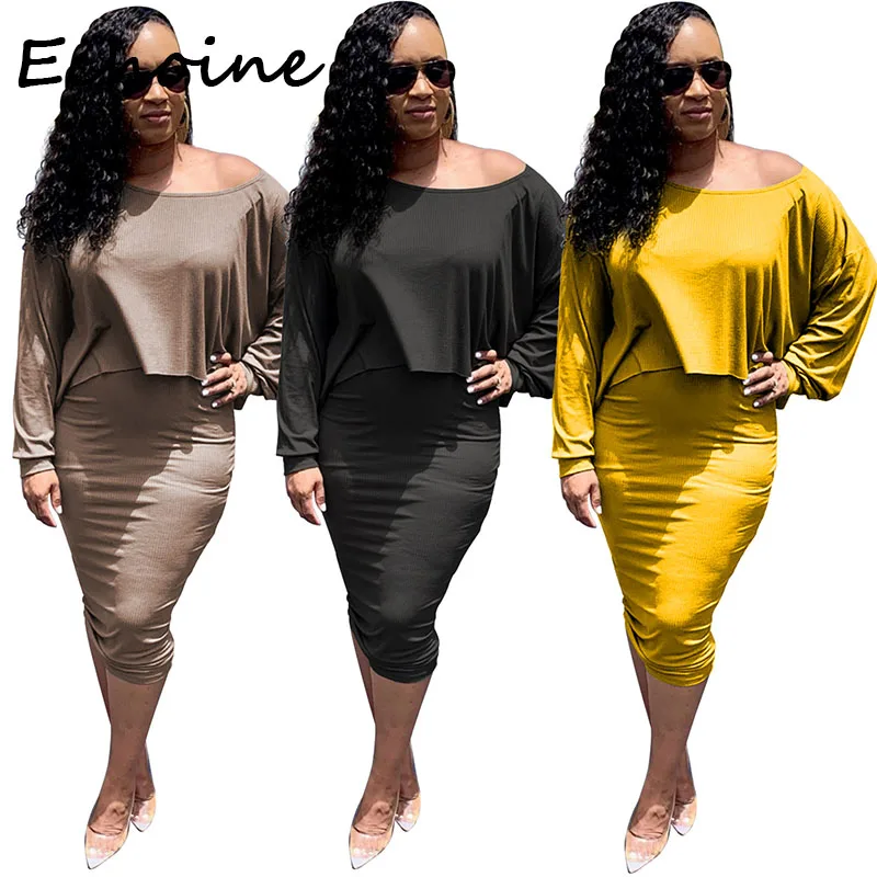 

Casual Women Skirt Set Two Pieces Set Lady Two Piece Outfits Solid Color Sexy Clubewear Party 2019 Winter And Autumn Clothing