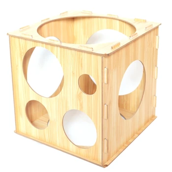 

9 Holes Balloon Sizer Box Wood Square Balloon Measurement Tool for Arch Kit