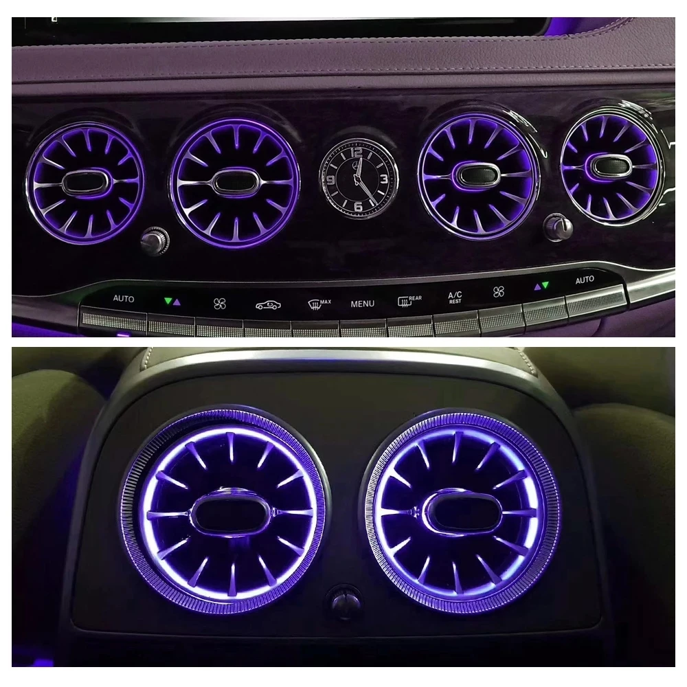 7/64 For Mercedes-Benz S-Class W222 LED Air Vent Ambient Light Condition Outlet Turbine Trim 3D Rotary Tweeter Ambient  Lamp mini cooper headlights