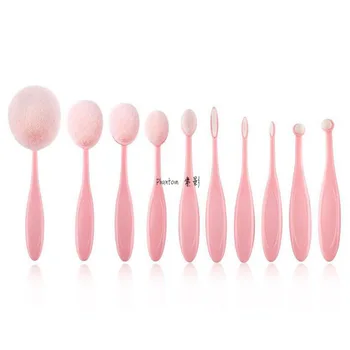 

Professional Makeup SoftBrush holder pink Makeup Brushe Set Oval Head Shaped Foundation Concealer Brush Kit Cosmetic Tool 10pcs