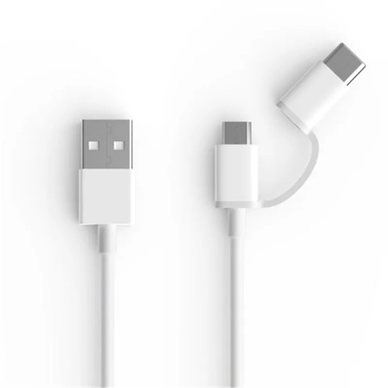 Кабель для быстрой зарядки Xiao mi 2 в 1 type C mi cro usb кабель для синхронизации данных 100 см для mi 9 6x8 lite A3 CC9 Red mi note 8 - Цвет: white