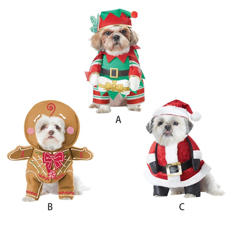 Одежда для собак, Рождественский костюм для косплея, Забавный костюм Санта-Клауса для собак, кошек, зимний теплый комплект одежды для собак