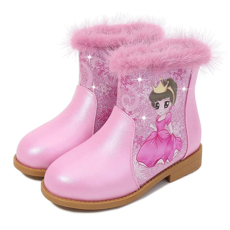 

LKSHOE 2020 New Winter Cartoon Children 's Boots Fashion Warm Non-Slip Strong Cheap Easy-to-Wear Girls' Furry Boots Zapatos