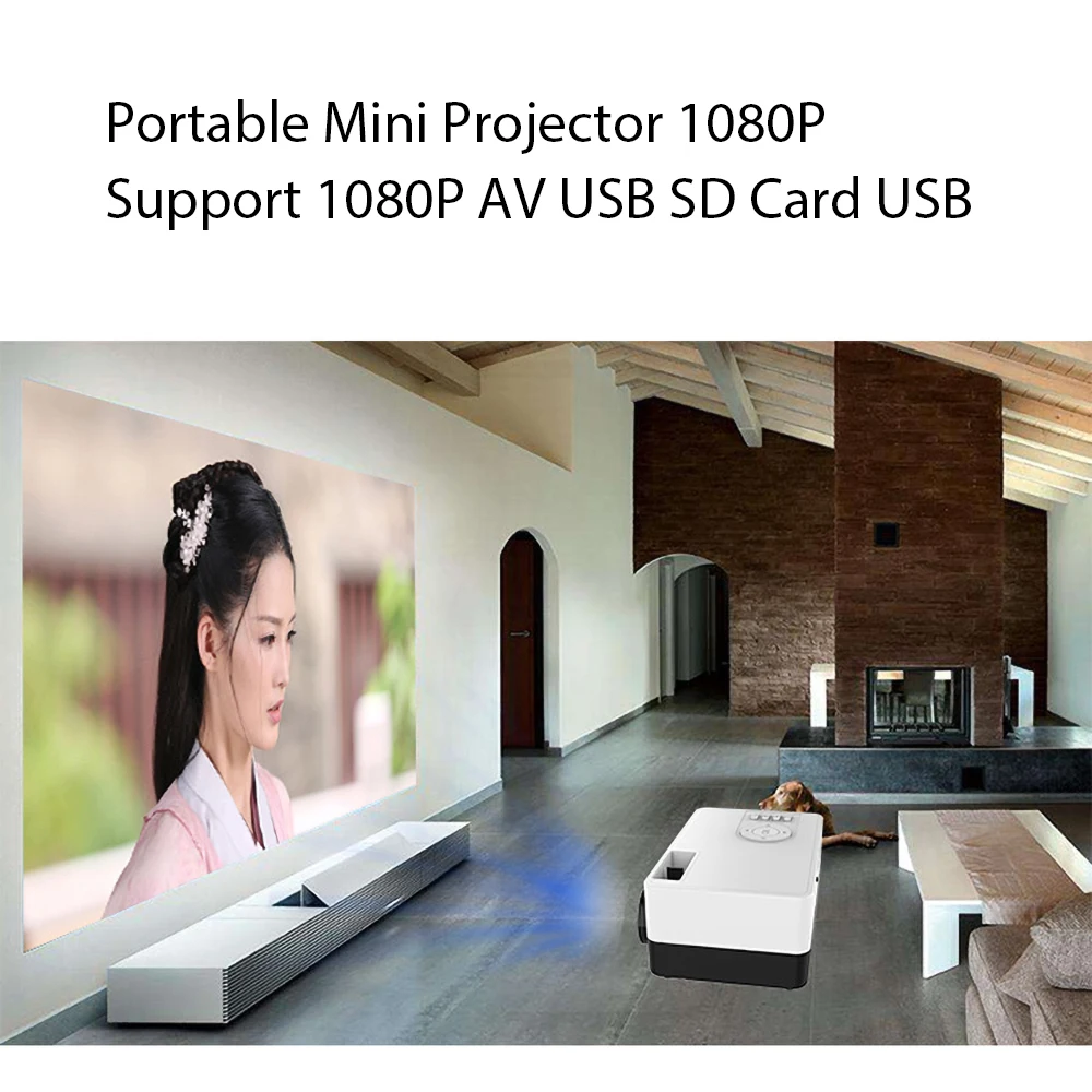 1080p projector Mini Projector 1080P Portable Mini Pocket Beamer J15 Support 23 Languages AV USB SD Card USB Mini Home Projector mini projector