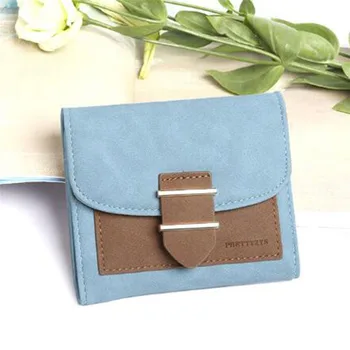 

Hot Sale Short Paragraph Contrast Creative Design Foldable Ladies Leather Wallets Women Coin Purses Billetera Portemonnee