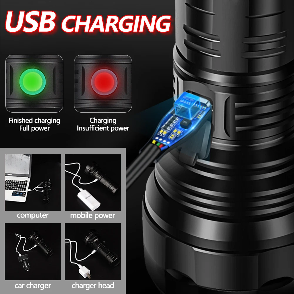 Most Powerful G2 LED searchlight flashlight waterproof torch USB rechargeable use special 8600mAh 18650 battery pack