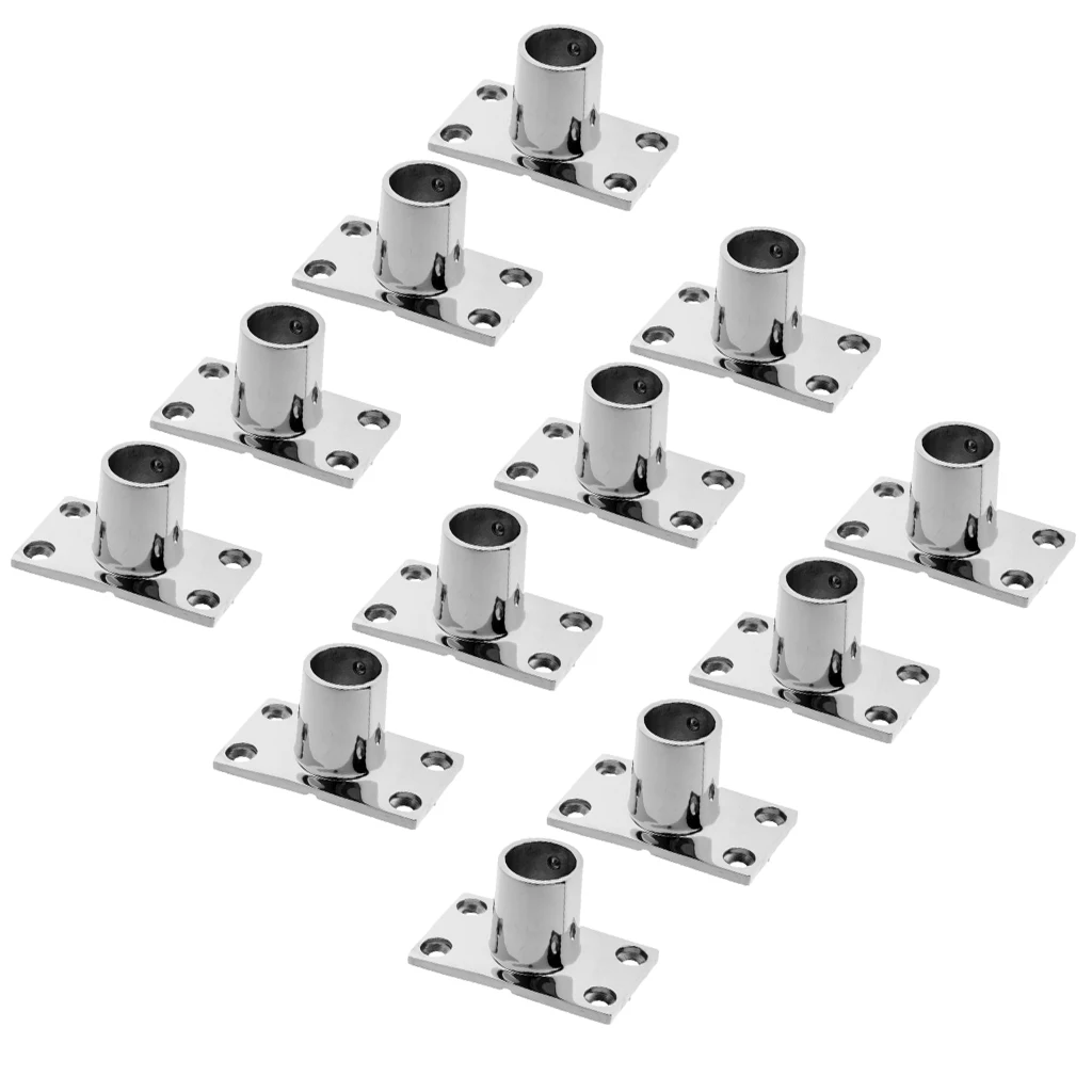 12pc Boat Hand Rail Fitting 90 Degree Rectangular Stanchion Base Marine 25mm