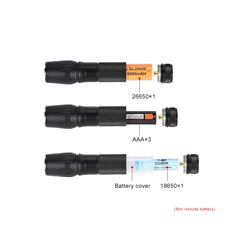 COBA Фонарик светодиодный масштабируемой T6 фонарь водонепроницаемый алюминиевый сплав тактический флэш-светильник 18650 вспышка лампа 3 режима уникальные продукты