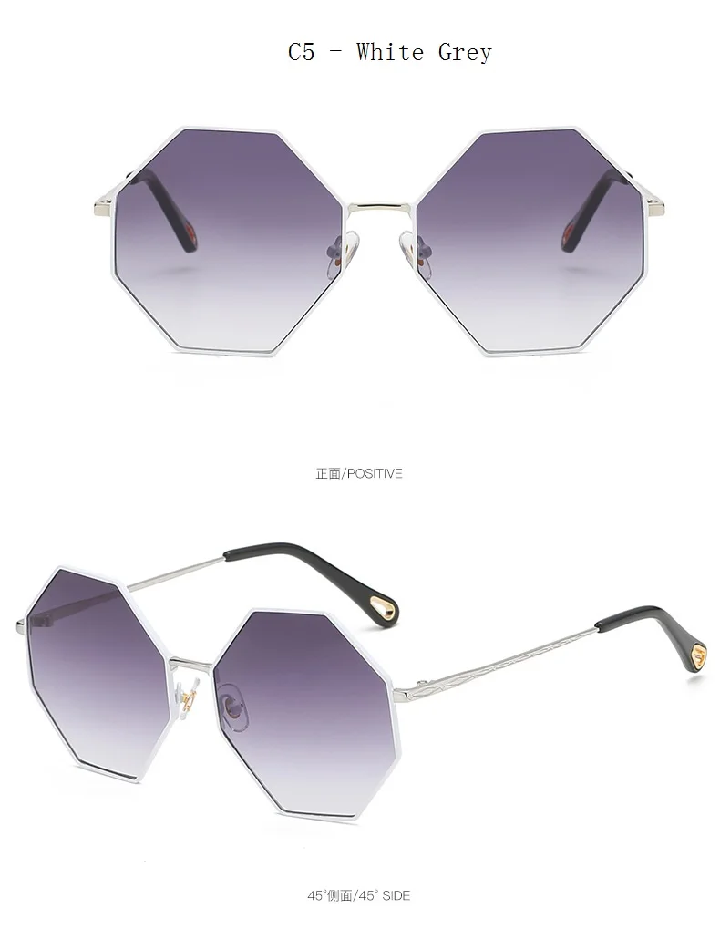 Большие многоугольные женские солнцезащитные очки, новинка, роскошный бренд, шестиугольник, солнцезащитные очки, Ретро стиль, модные женские квадратные очки с металлической оправой