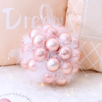 

Feather Christmas Ball Pendant Xmas Tree Decorative Hanging Ball Ornament For Christmas Holiday Party Wedding Decor Supplies