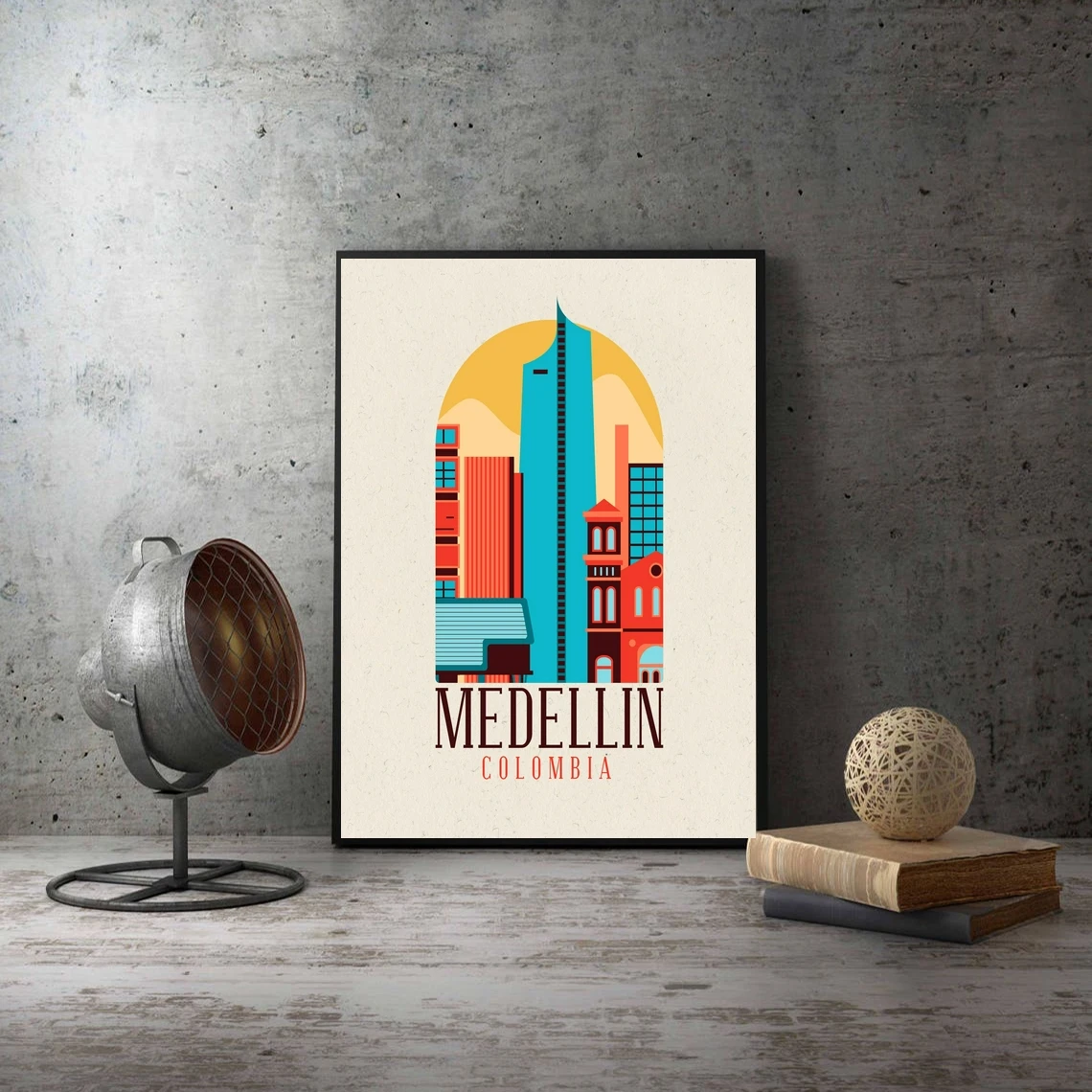 Medellin Colombia печать Колумбия искусство городской пейзаж декор стен плакат