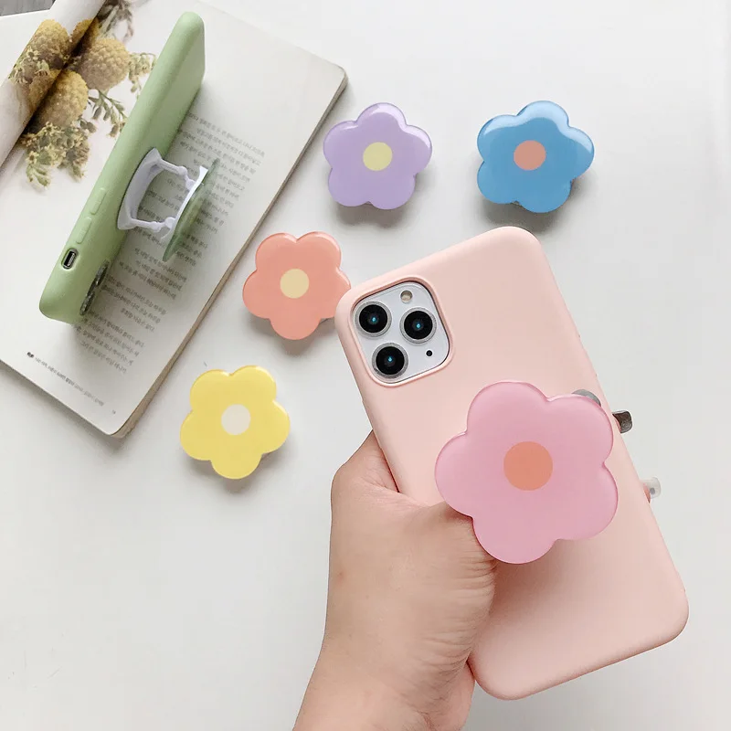 mobile grip holder Kawaii Korean Grip Tok Dropping Glue Fold Flower Phone Ring Holder Griptok For iPhone Samsung Huawei Xiaomi Phone Stand Bracket bedside phone holder