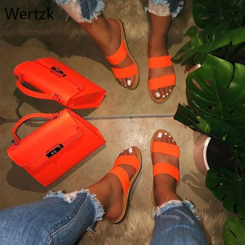 

Summer Women Flat Slippers Candy color Soft Slides Female Cool Flip Flops Sandals Comfortable Ladies Outdoor Beach Shoes A401