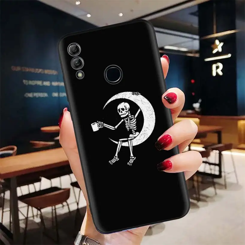 Жуткий Череп Забавный Танец скелет черный чехол для huawei Y9 Y5 Y6 Y7 Honor 10 9 Lite 9X8X8 S 8A фотоаппаратов моментальной печати 7S 7A 10i 20i V20 телефона Кок - Цвет: BD085-8