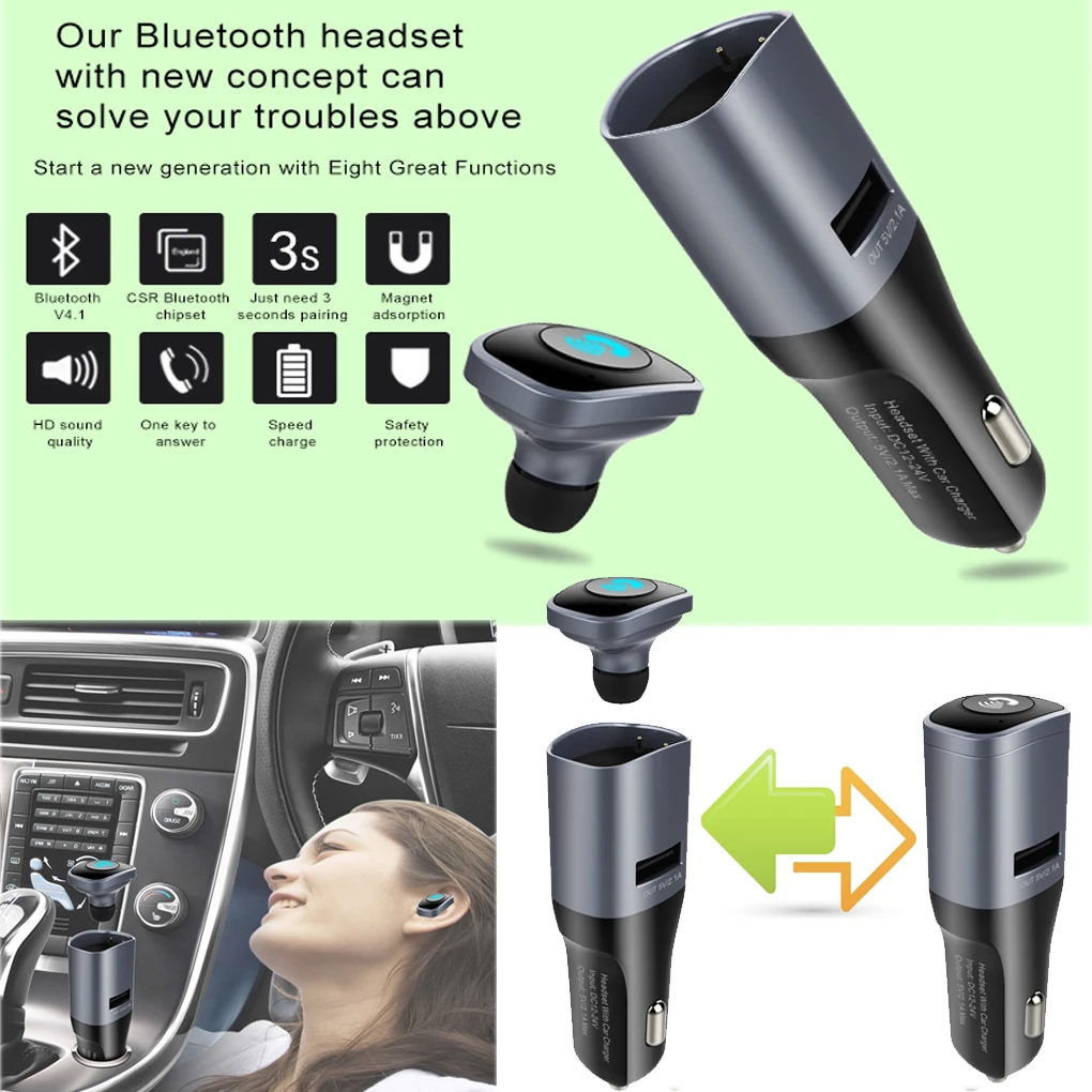 Bluetooth умное автомобильное зарядное устройство Hands Free Kit/гарнитура w/AUX аудио выход подавление шума Авто безопасный Вождение наушники