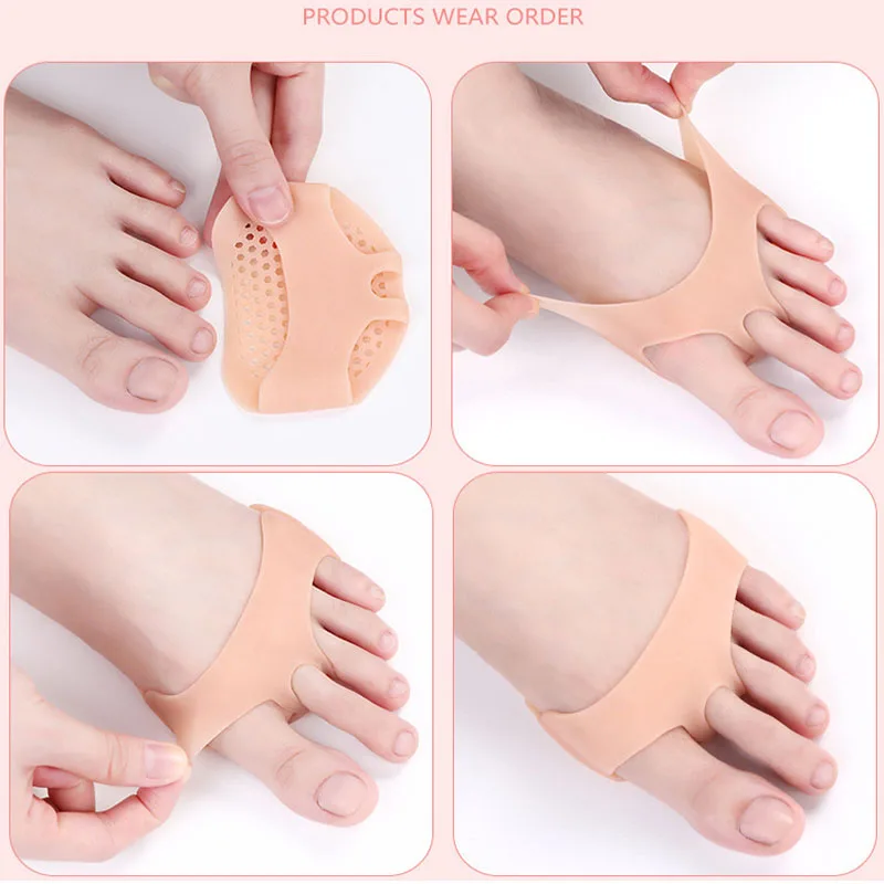 1Pair Silicone Soft Forefoot Pads Women High Heel Shoes Slip Resistant Protect Pain Relief Orthotics Breathable Foot Care Tool