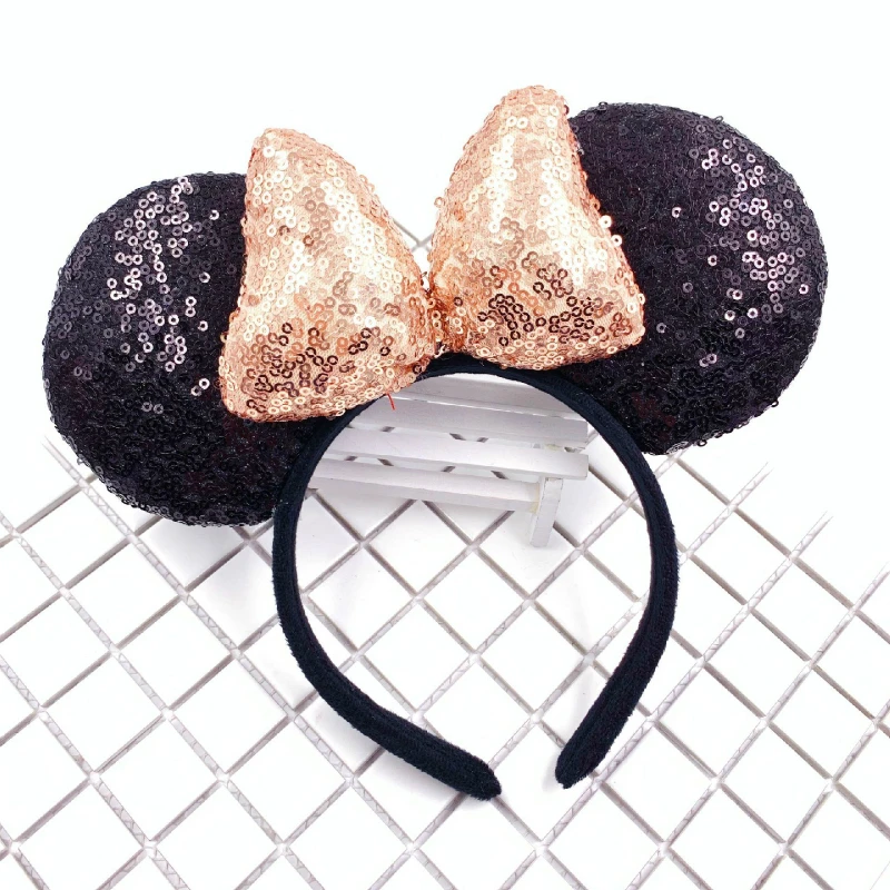 Минни Микки Блестящий Hairband Маус Уши Ободки Девушка Волосы Луки Аксессуары День
