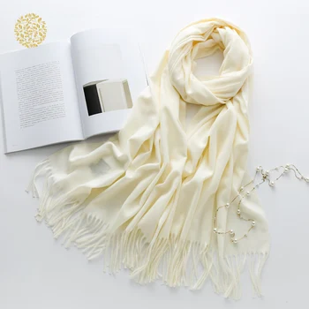 

Winter Autumn New Women Scarf Solid Color Imitation Cashmere Scarf Large Shawls Female Scarf with Tassel Lady Blanket Wraps DWH5