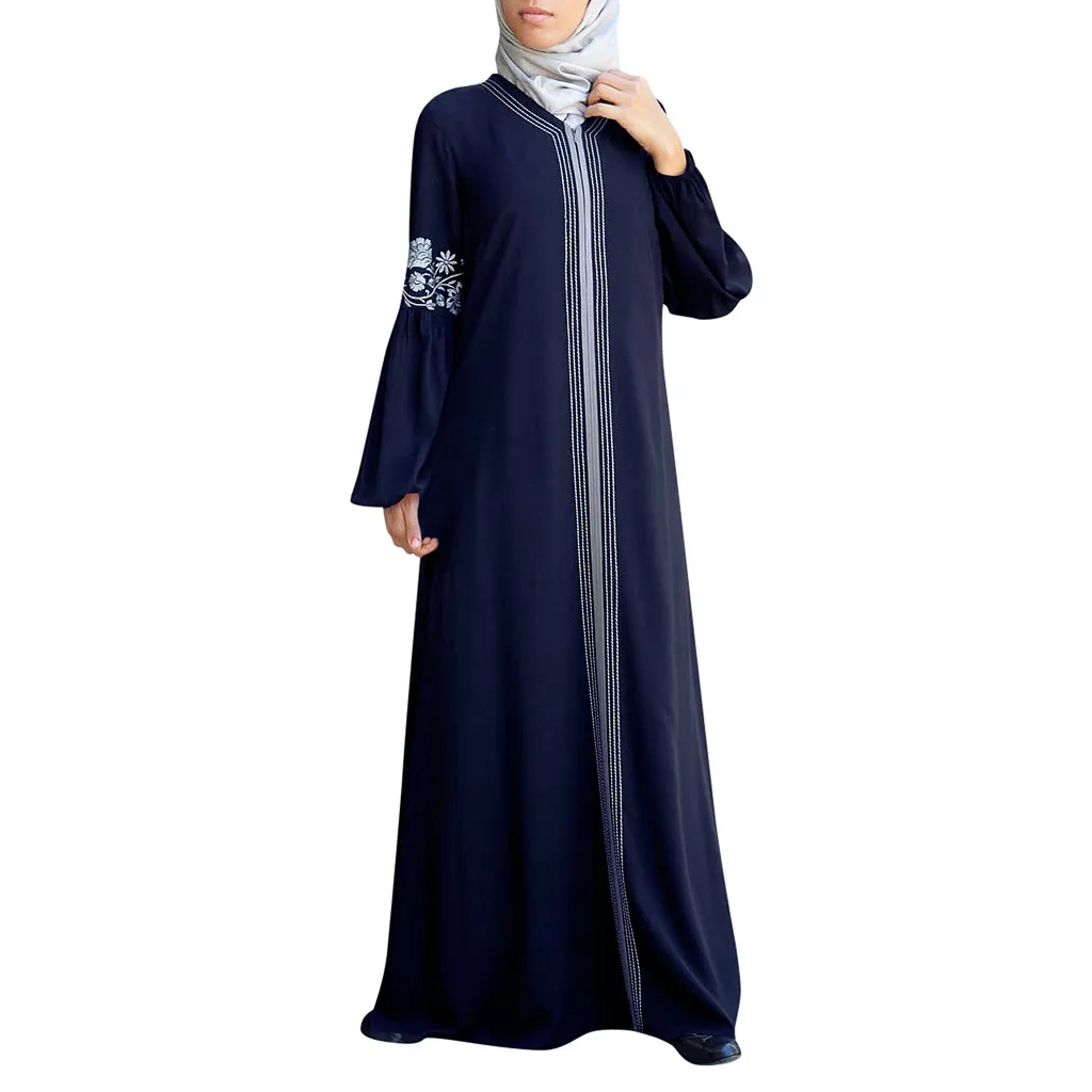 Новое мусульманское платье осень-зима, модное мусульманское женское платье, кафтан, арабское Jilbab abaya, исламское кружевное платье макси, Y904