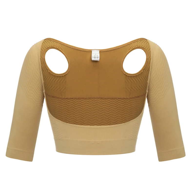 Upper Arm Shaper Women Shoulder Slimmer Compression Shapewear Sleeves Body Shaper Humpback Posture Corrector Back Support Tops - Цвет: Style 2 (Beige)