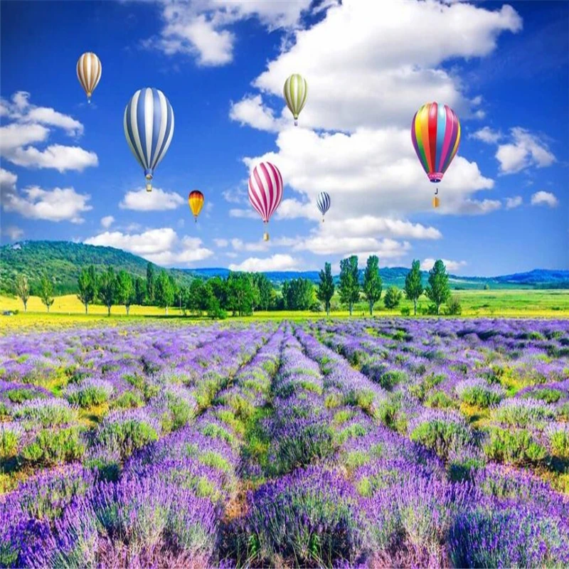 Beibehang-Lavender-Flower-Sea-Beautiful-Landscape-3D-Wall-Custom-Large-Mural-Green-Wallpaper-papel-de-parede (3)