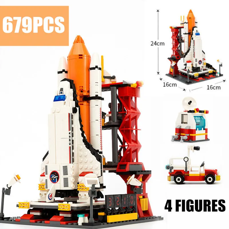 

New Space Ships City Shuttle Launch Center Model Fit Legoings Technic Figures Building Block Bricks Toys Kid Boys Gift Birthday