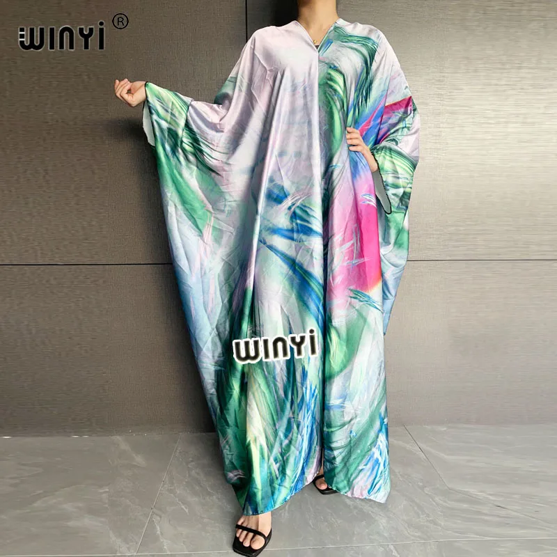 Summer Middle East high-quality sukienka twill fashion print 2021 WINYI Maxi women's robes long beach V-neck Bohemian dress
