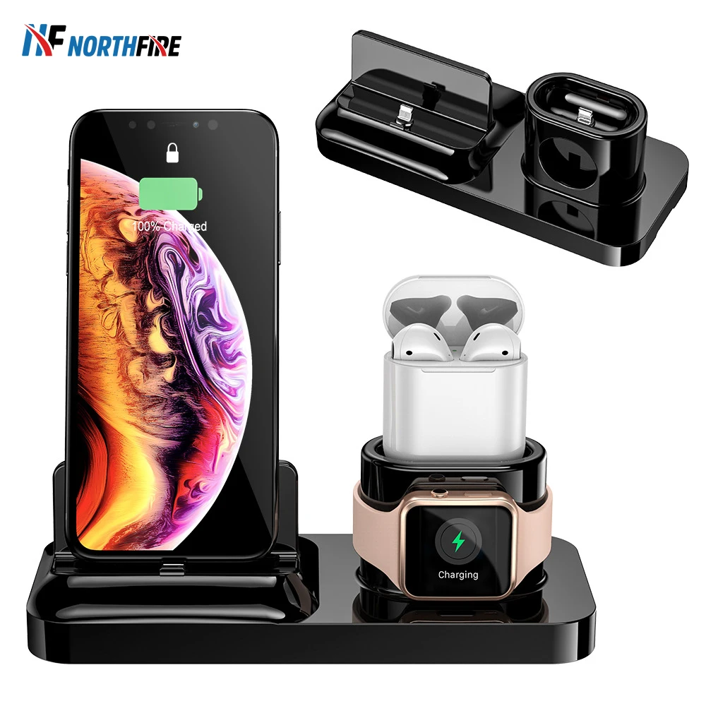 

NORTHFIRE 3in1 Charging Dock Station For Apple Watch Airpods Base Cradle For iphone 11 Pro Max QI Wireless Phone Charger Holder