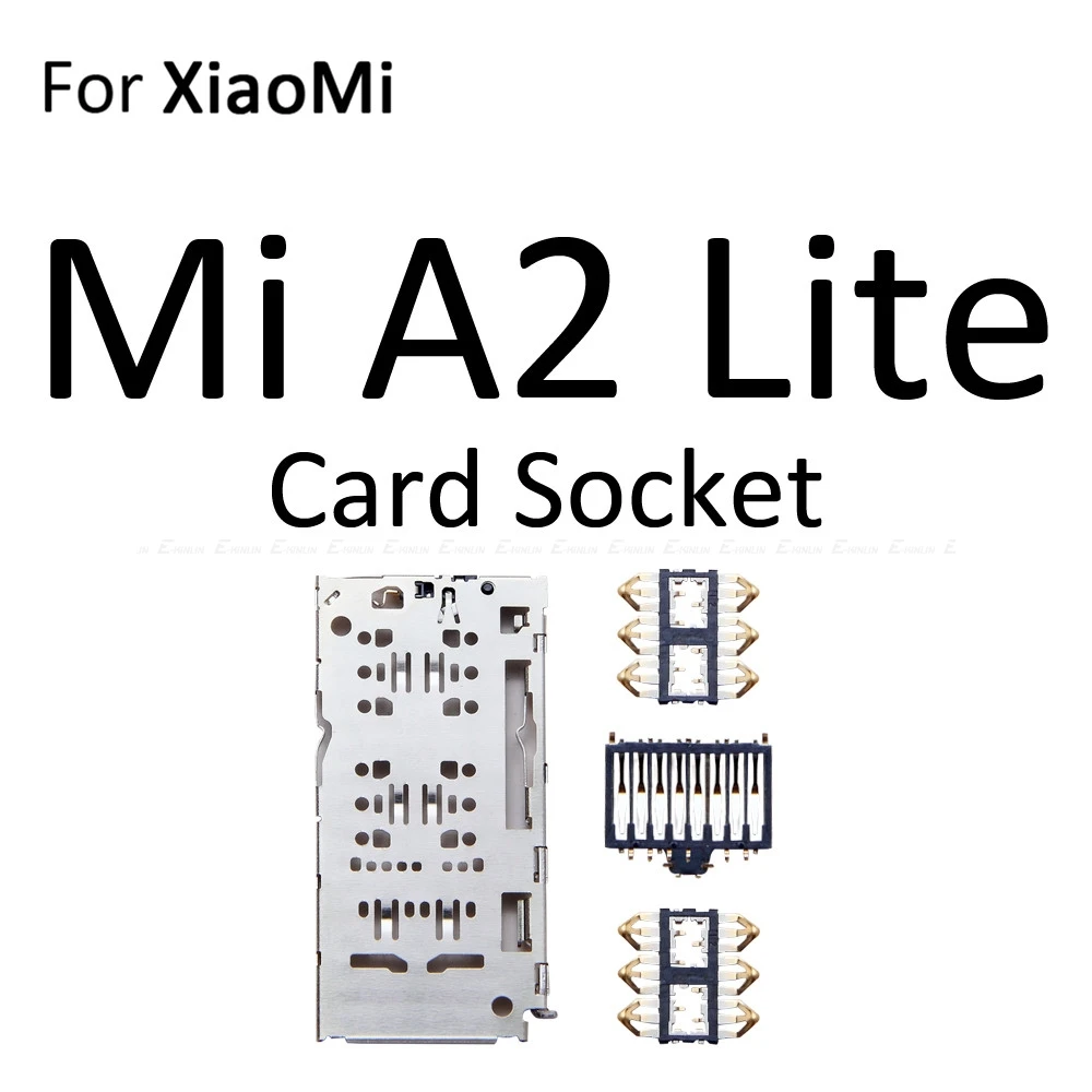 Sim Micro SD Card Socket Holder Slot Tray Reader For XiaoMi Mi A2 Lite 6X Adapter Container Connector Replacement Parts