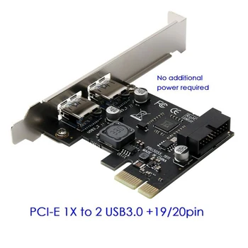 

PCI-E To USB 3.0 2 Port PCI Express Expansion Card 19-Pin Power Connector Black Riser Card