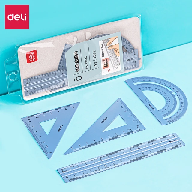4Pcs/set M&G Black/Sliver aluminum Metal Ruler Set Maths Drawing compass  stationery Rulers pencil for student stationery - AliExpress