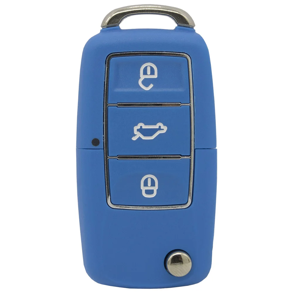WhatsKey Автомобильный ключ оболочки для Volkswagen для Vw для сиденья для Skoda Jetta Golf Passat Beetle Polo Bora 3 кнопки Замена Флип ключ - Цвет: Blue