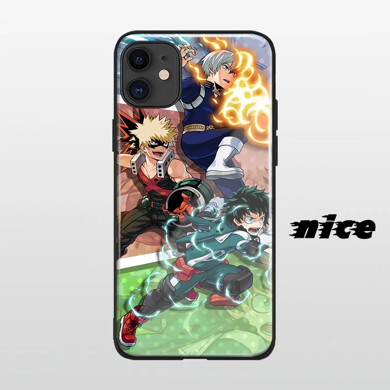 Boku no Hero Academia cover FOR iPhone SE 6s 7 8 x xr xs 11 pro max Samsung s note 10 20 plus glass phone case shell|Fitted Cases| - AliExpress