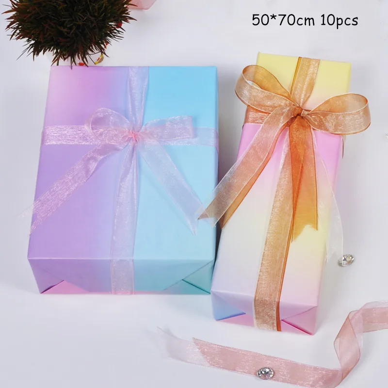 

10pcs Two-color Gradient Ins Wind Gift Wrapping Paper Christmas Wrapping Paper Scrapbooking Paper Packs