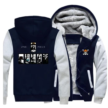 

One Piece Anime Pattern hoodie Men's New Fashion warm windproof coat clothing winter jacket Men Cartoon thick hoodies jacket