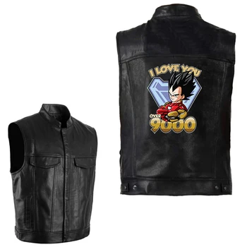 

Dragon Ball Vegeta Funny Anime Gohan Men Jacket Vest Clothing Leather Coat Hip Hop PU Sleeveless Punk Streetwear Cool Outerwear
