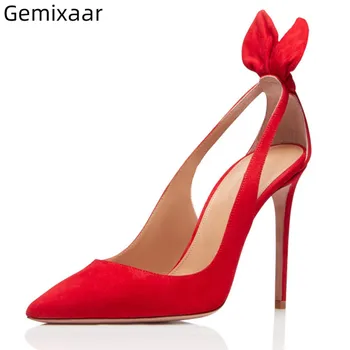

Sweet Shoes Woman Point Toe Slim Shallow 2019 Autumn Zapatos De Mujer Cut-outs Design Decor Cute Rabbit-ear Thin High Heel Pumps