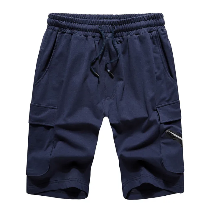 dark blue Летние мужские новые пять брюки спортивные шорты со шнурком Хлопок эластичная талия бегущие повседневные пляжные шорты мужские пляжные шорты - Цвет: dark blue
