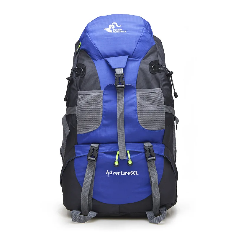 50L Large Outdoor Waterproof Raincover Backpack Camping Bag Hiking Backpacks Waterproof Mountaineering Travel Climbing Rucksack - Color: blue