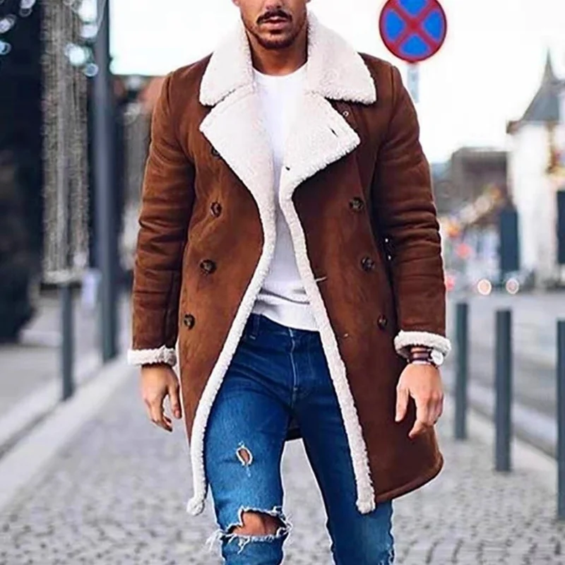 Men Jacket Coat Winter Long Sleeve Big Lapel Furry Coat Solid Double-breasted Cardigan Casual Streetwear Coat Men's Clothing Men Jacket Coat Winter Long Sleeve Big Lapel Furry Coat Solid Double-breasted Cardigan Casual Streetwear Coat Men's Clothing