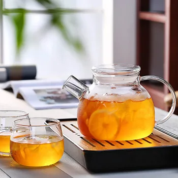 

1000ml/1600ml Glass Kettle Water Jug Heat Resistant Teapots with Transparent Lid Home Office TUE88