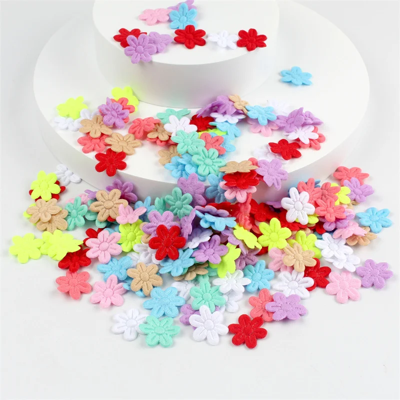 Hair Accessories 100pcs Five-petal Wedding Flower Embossing DIY Sewing Craft Children's Jewelry Cloth Stickers