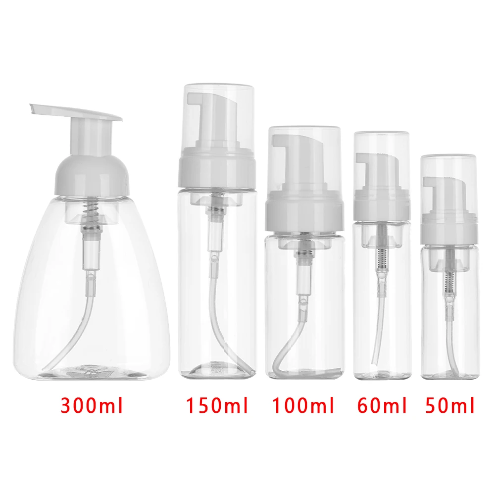 Clear Foaming Pump Bottles for Liquid Soap, Shampoo, and Lotion - Multiple Sizes Available