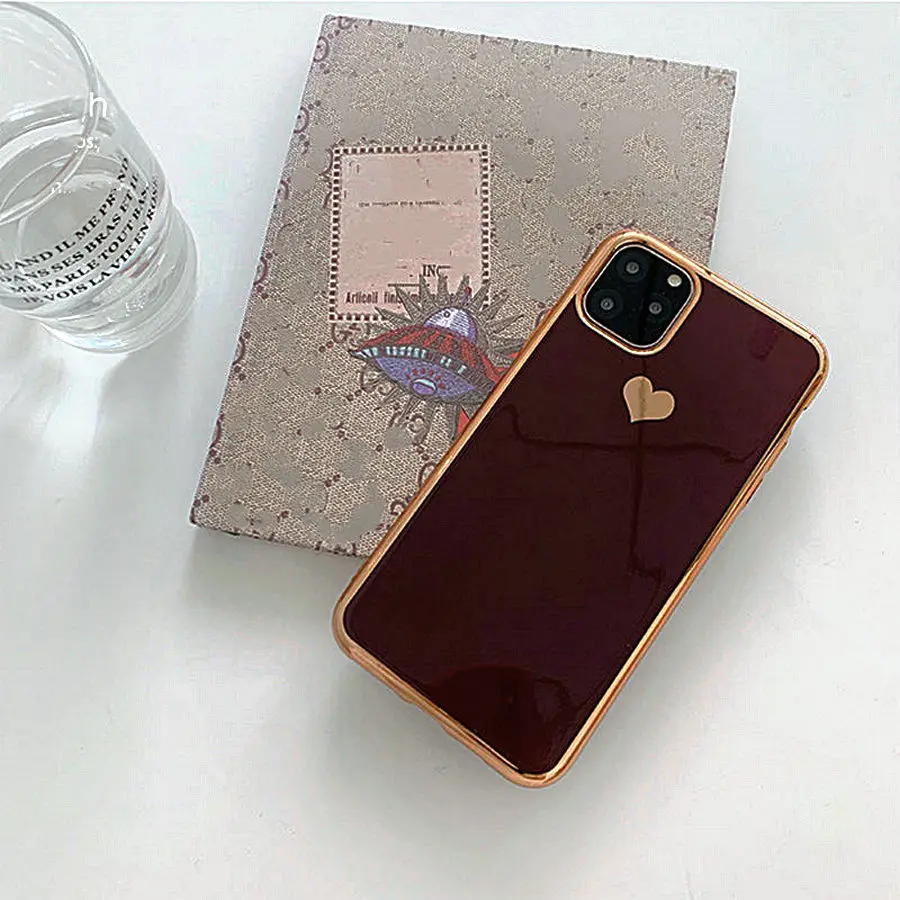 Индивидуальный чехол для iphone с гальваническим покрытием love heart телефона 11 11Pro Max XR